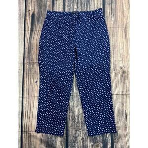 Talbots Women's Curvy Fit Polka Dot Crop‎ Pants Size 12 Navy Pink